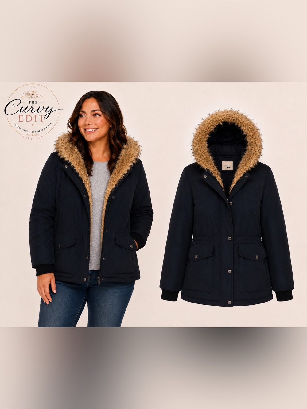 Levi’s Faux Fur Trim Hooded Parka Coat | Women’s Large | Black Winter Jacket
